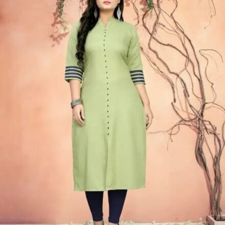 New Launched Self Design Cotton Chinese Neck Kurtis For Women