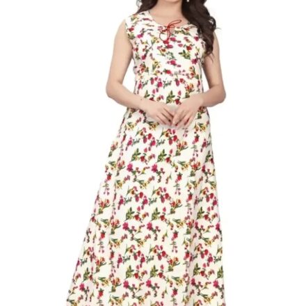 Multicoloured Poly Crepe Printed Ethnic Gowns For Women
