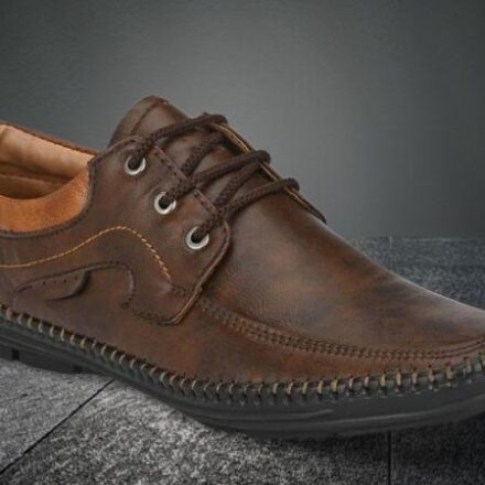 Men’s Faux Leather Brown Casual Lace Up Shoes