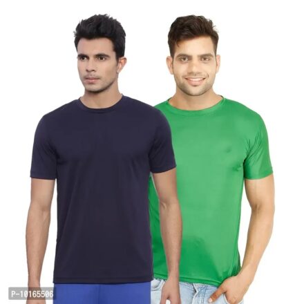 Men Multicolor Polyester Dri-Fit T-Shirt Pack of 2