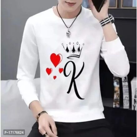 Polyester Round Neck Full Sleeve Casual Men T-shirt